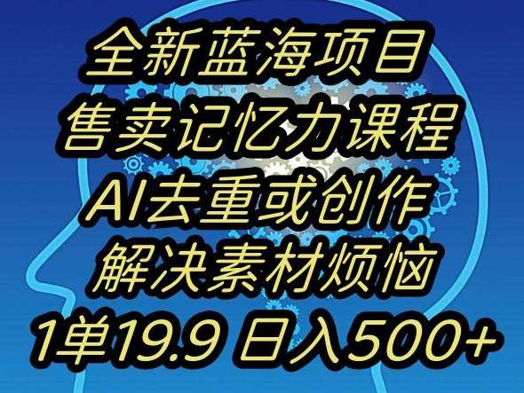 蓝海项目记忆力提升，AI去重，一单19.9日入500+【揭秘】-云笙网创