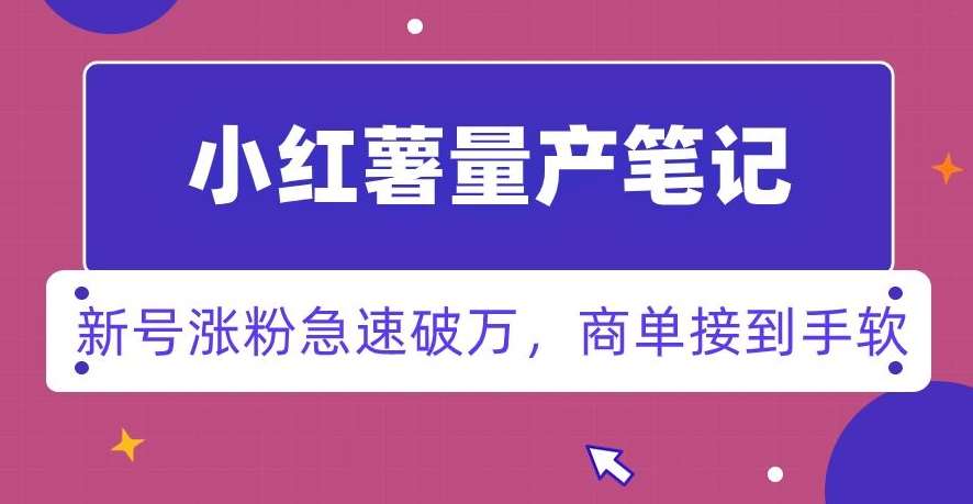 小红书量产笔记，一分种一条笔记，新号涨粉急速破万，新黑马赛道，商单接到手软【揭秘】-云笙网创