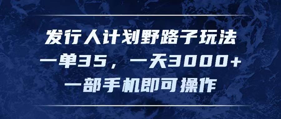 （11750期）发行人计划野路子玩法，一单35，一天3000+，一部手机即可操作-云笙网创