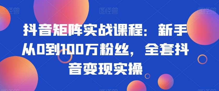 抖音矩阵实战课程：新手从0到100万粉丝，全套抖音变现实操-云笙网创