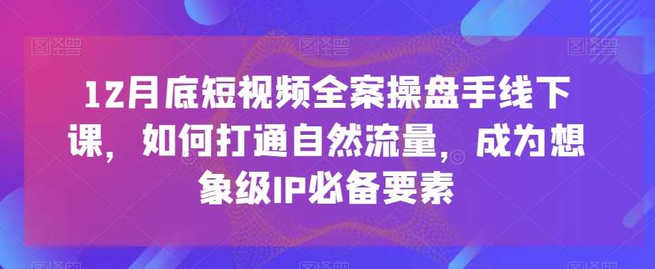 12月底短视频全案操盘手线下课，如何打通自然流量，成为想象级IP必备要素-云笙网创