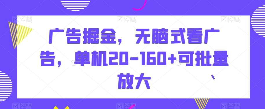 广告掘金，无脑式看广告，单机20-160+可批量放大【揭秘】-云笙网创