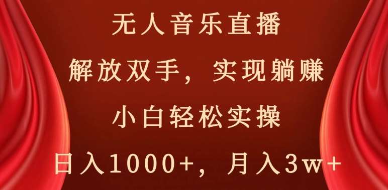 无人音乐直播，解放双手，实现躺赚，小白轻松实操，日入1000+，月入3w+【揭秘】-云笙网创