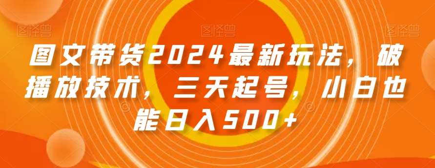 图文带货2024最新玩法，破播放技术，三天起号，小白也能日入500+【揭秘】-云笙网创