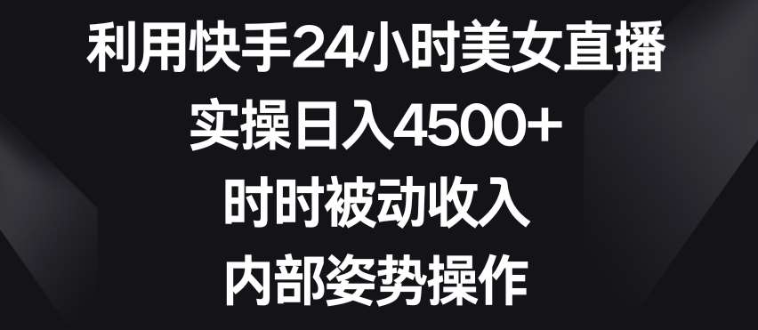 利用快手24小时美女直播，实操日入4500+，时时被动收入，内部姿势操作【揭秘】-云笙网创