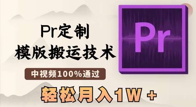 最新Pr定制模版搬运技术，中视频100%通过，几分钟一条视频，轻松月入1W＋【揭秘】-云笙网创