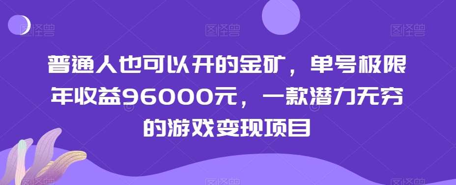 普通人也可以开的金矿，单号极限年收益96000元，一款潜力无穷的游戏变现项目【揭秘】-云笙网创