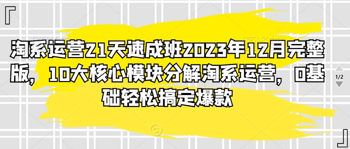 淘系运营21天速成班2023年12月完整版，10大核心模块分解淘系运营，0基础轻松搞定爆款-云笙网创