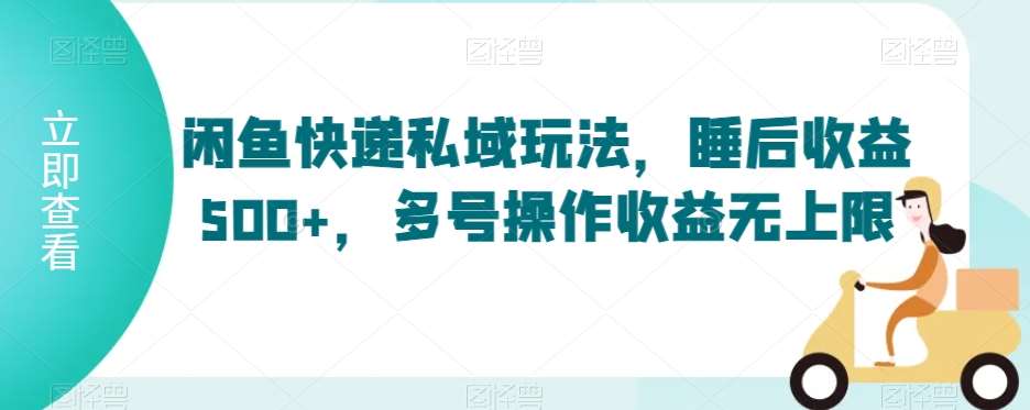 闲鱼快递私域玩法，睡后收益500+，多号操作收益无上限【揭秘】-云笙网创