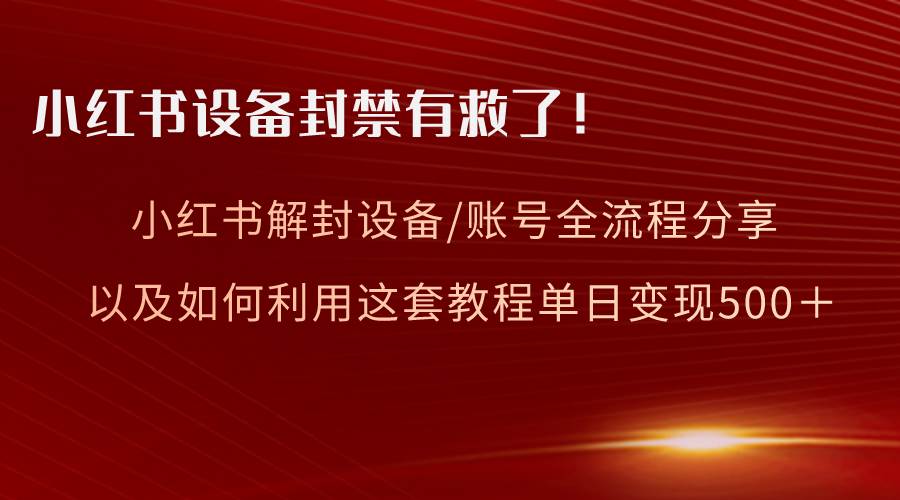 （8441期）小红书设备及账号解封全流程分享，亲测有效，以及如何利用教程变现-云笙网创