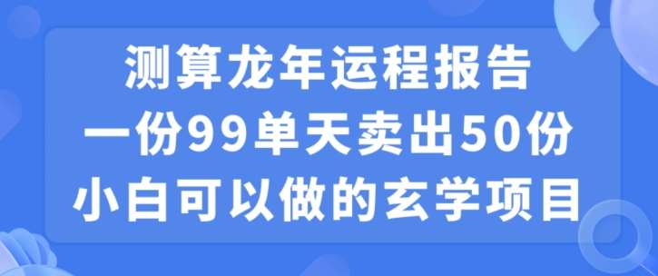 小白可做的玄学项目，出售”龙年运程报告”一份99元单日卖出100份利润9900元，0成本投入【揭秘】-云笙网创