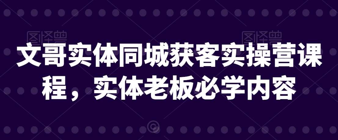 文哥实体同城获客实操营课程，实体老板必学内容-云笙网创