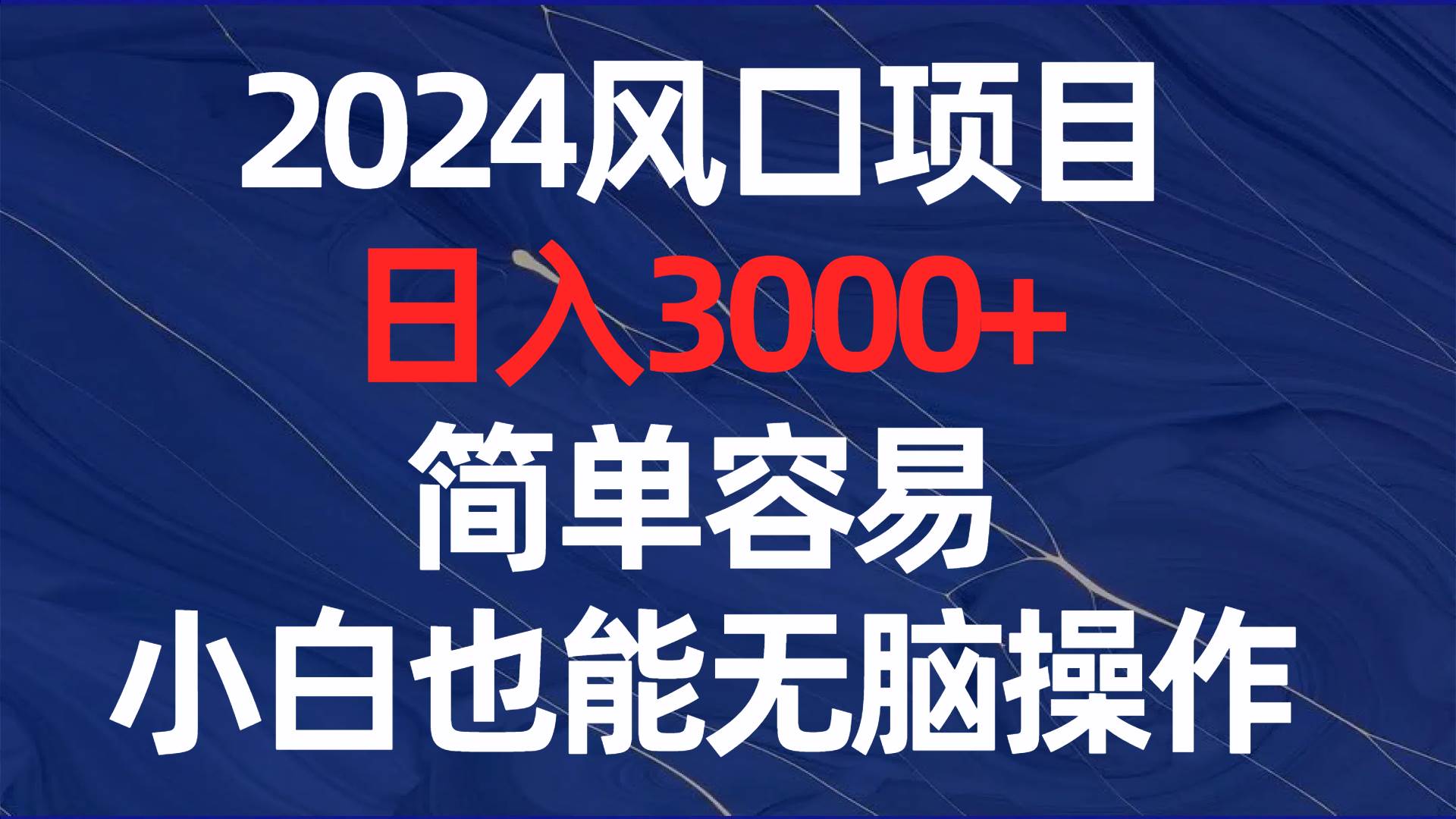 （8432期）2024风口项目，日入3000+，简单容易，小白也能无脑操作-云笙网创