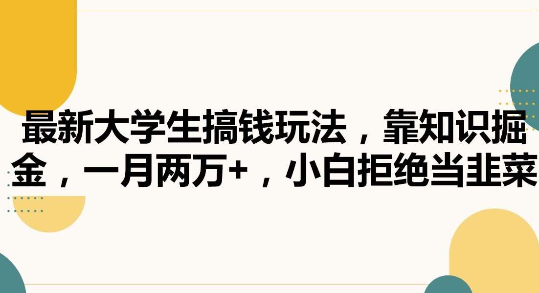 最新大学生搞钱玩法，靠知识掘金，一月两万+，小白拒绝当韭菜【揭秘】-云笙网创