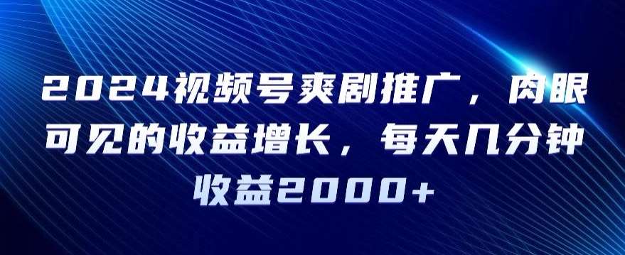 2024视频号爽剧推广，肉眼可见的收益增长，每天几分钟收益2000+【揭秘】-云笙网创