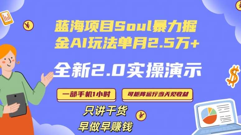 Soul怎么做到单月变现25000+全新2.0AI掘金玩法全程实操演示小白好上手【揭秘】-云笙网创