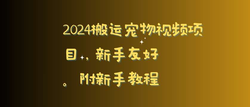 2024搬运宠物视频项目，新手友好，完美去重，附新手教程【揭秘】-云笙网创