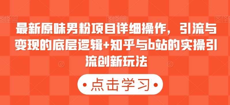 最新原味男粉项目详细操作，引流与变现的底层逻辑+知乎与b站的实操引流创新玩法-云笙网创