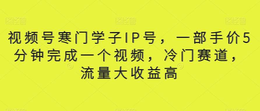 视频号寒门学子IP号，一部手价5分钟完成一个视频，冷门赛道，流量大收益高【揭秘】-云笙网创