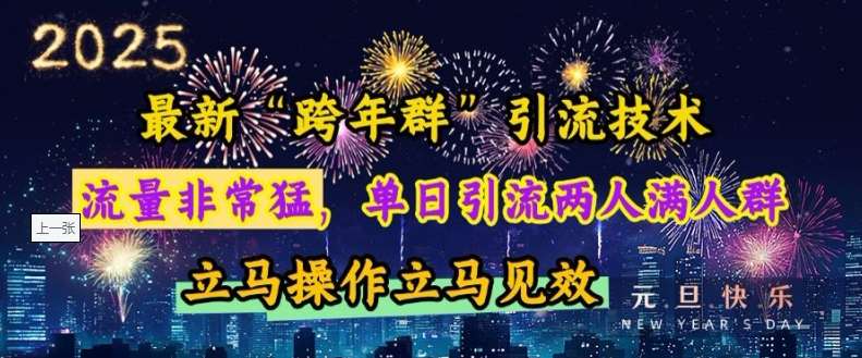 最新“跨年群”引流，流量非常猛，单日引流两人满人群，立马操作立马见效【揭秘】-云笙网创