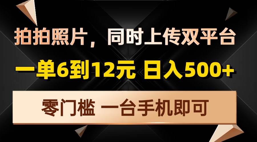 （13783期）拍拍照片，同时上传双平台，一单6到12元，轻轻松松日入500+，零门槛，…-云笙网创