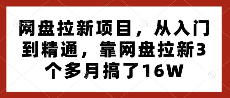 网盘拉新项目，从入门到精通，靠网盘拉新3个多月搞了16W-云笙网创