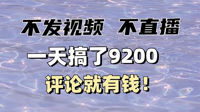 （14018期）不发作品不直播，评论就有钱，一条最高10块，一天搞了9200-云笙网创