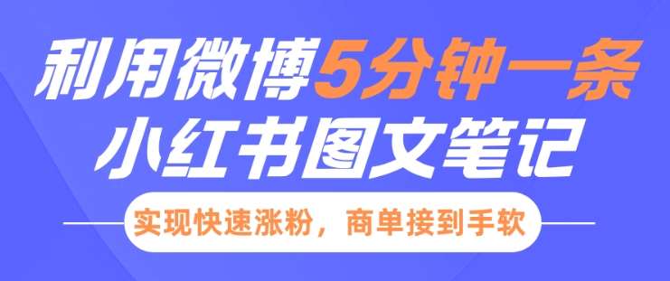 小红书利用微博5分钟一条图文笔记，实现快速涨粉，商单接到手软-云笙网创