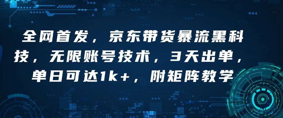 全网首发，京东带货暴流黑科技，无限账号技术，3天出单，单日可达1k+，附矩阵教学【揭秘】-云笙网创